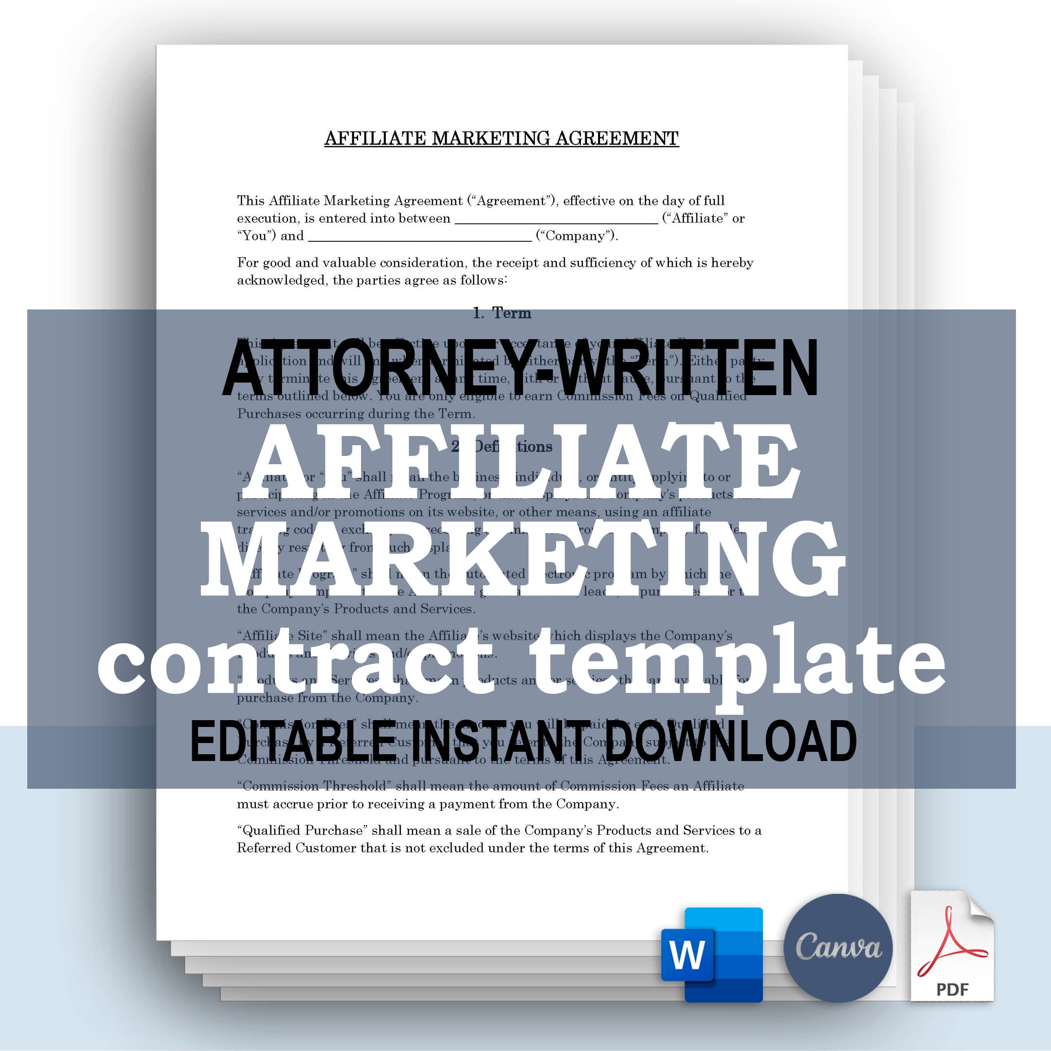 Affiliate Marketing Agreement Template Attorney Written Editable In Affiliate Marketing Agreement Template Attorney Written Editable In