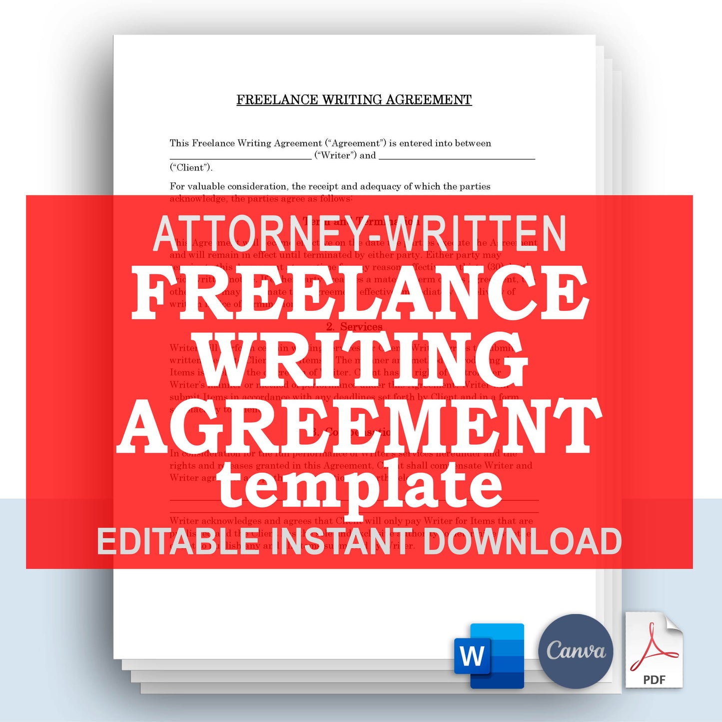 Freelance Writer Contract Template, Attorney-Written & Editable