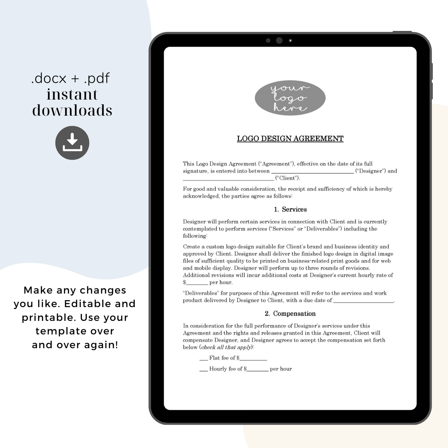 Graphic Design Contract Template, Attorney-Written & Editable