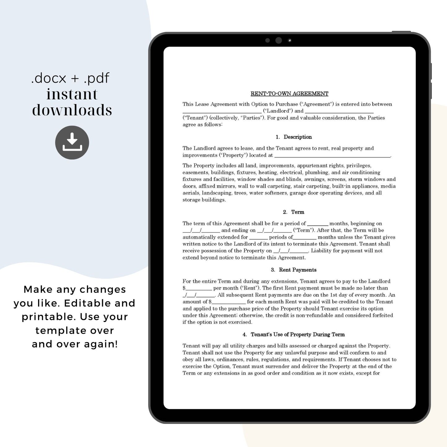 Rent-to-Own Contract Template, Attorney-Written & Editable