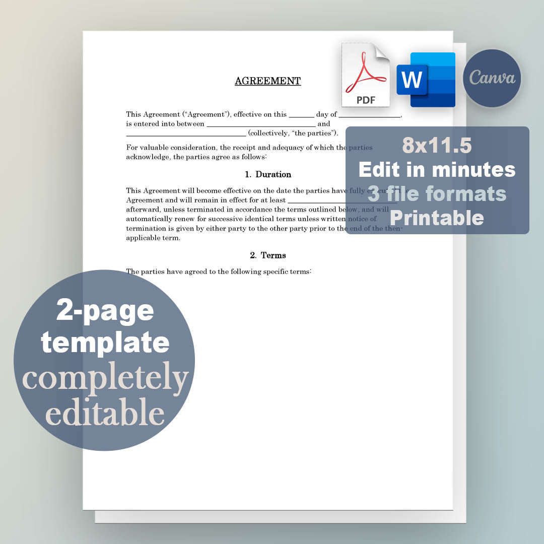 General Contract Template, Attorney-Written & Editable