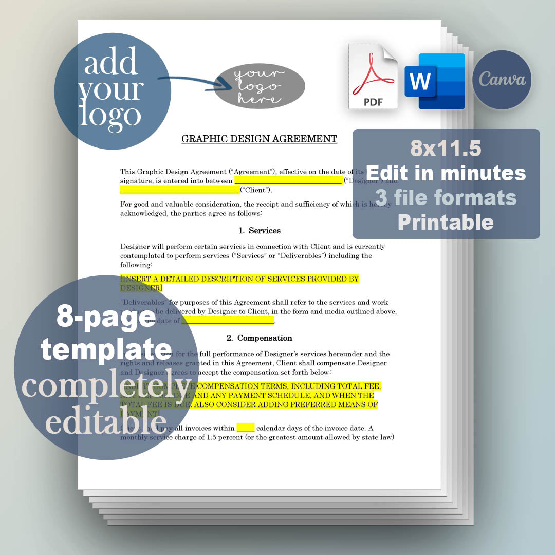 Graphic Design Contract Template, Attorney-Written & Editable