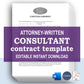 Consultant Contract Template, Attorney-Written & Editable Instant Download