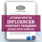 Influencer Contract Template, Attorney-Written & Editable Instant Download