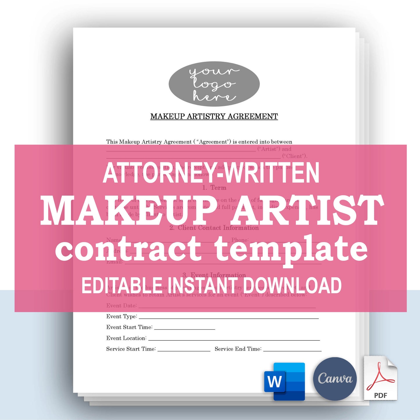 Makeup Artist Contract Template, Attorney-Written and Editable