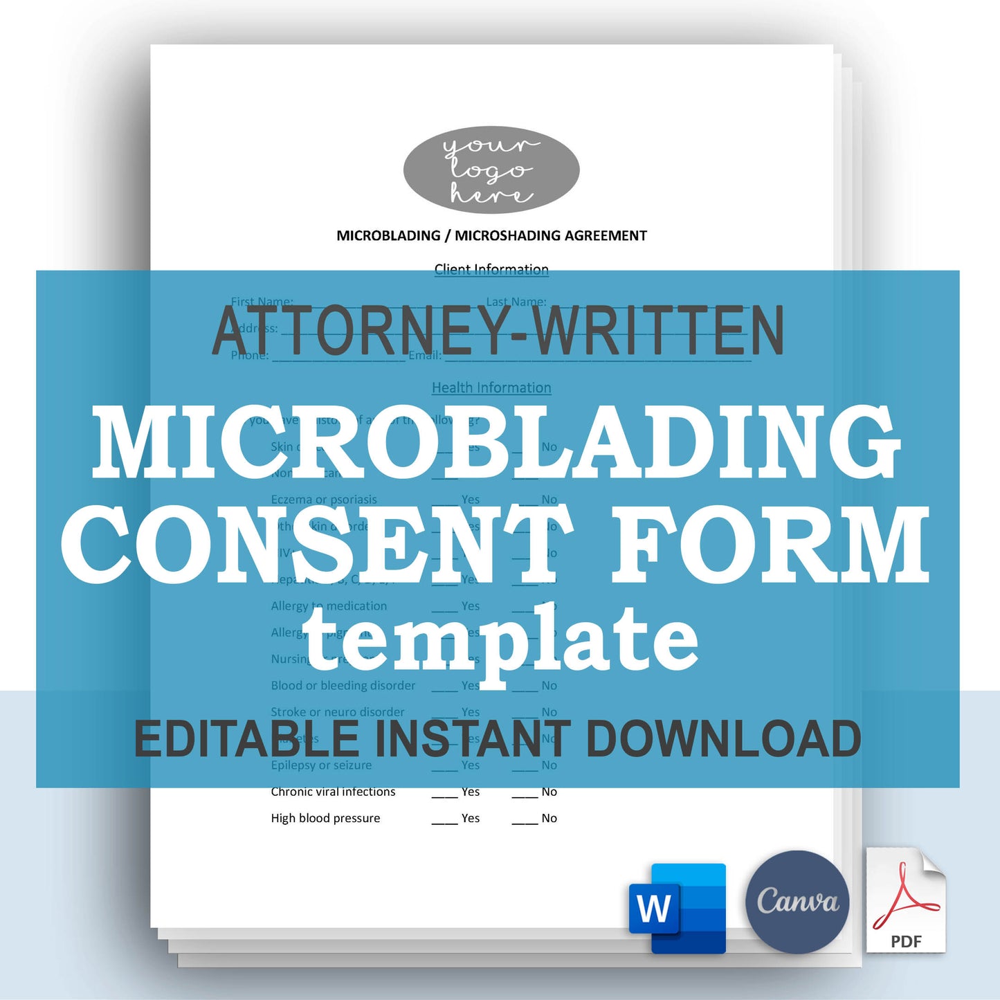 Microblading Consent Form Template, Attorney-Written Editable Instant Download