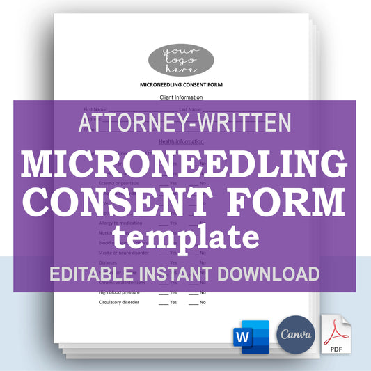 Microneedling Consent Form Template, Attorney-Written Editable Instant Download