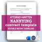 Nanny Contract Template, Attorney-Written & Editable Instant Download