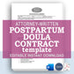 Postpartum Doula Contract Template, Attorney-Written Editable Instant Download