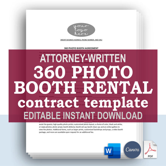 360 Photo Booth Contract Template, Attorney-Written Editable Instant Download