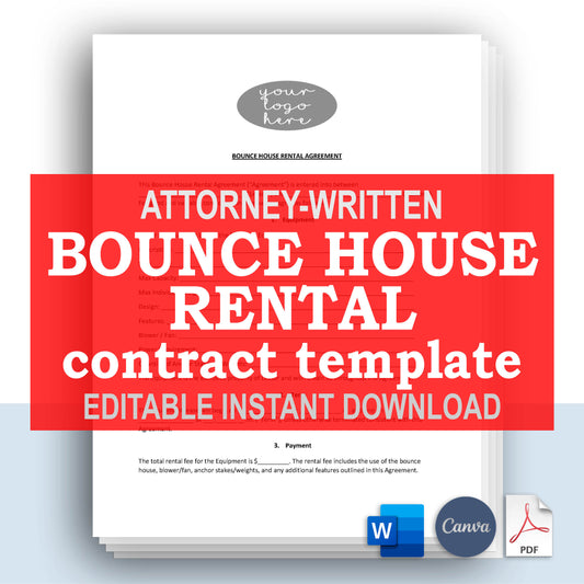 Bounce House Rental Contract Template, Attorney-Written Editable Instant Download