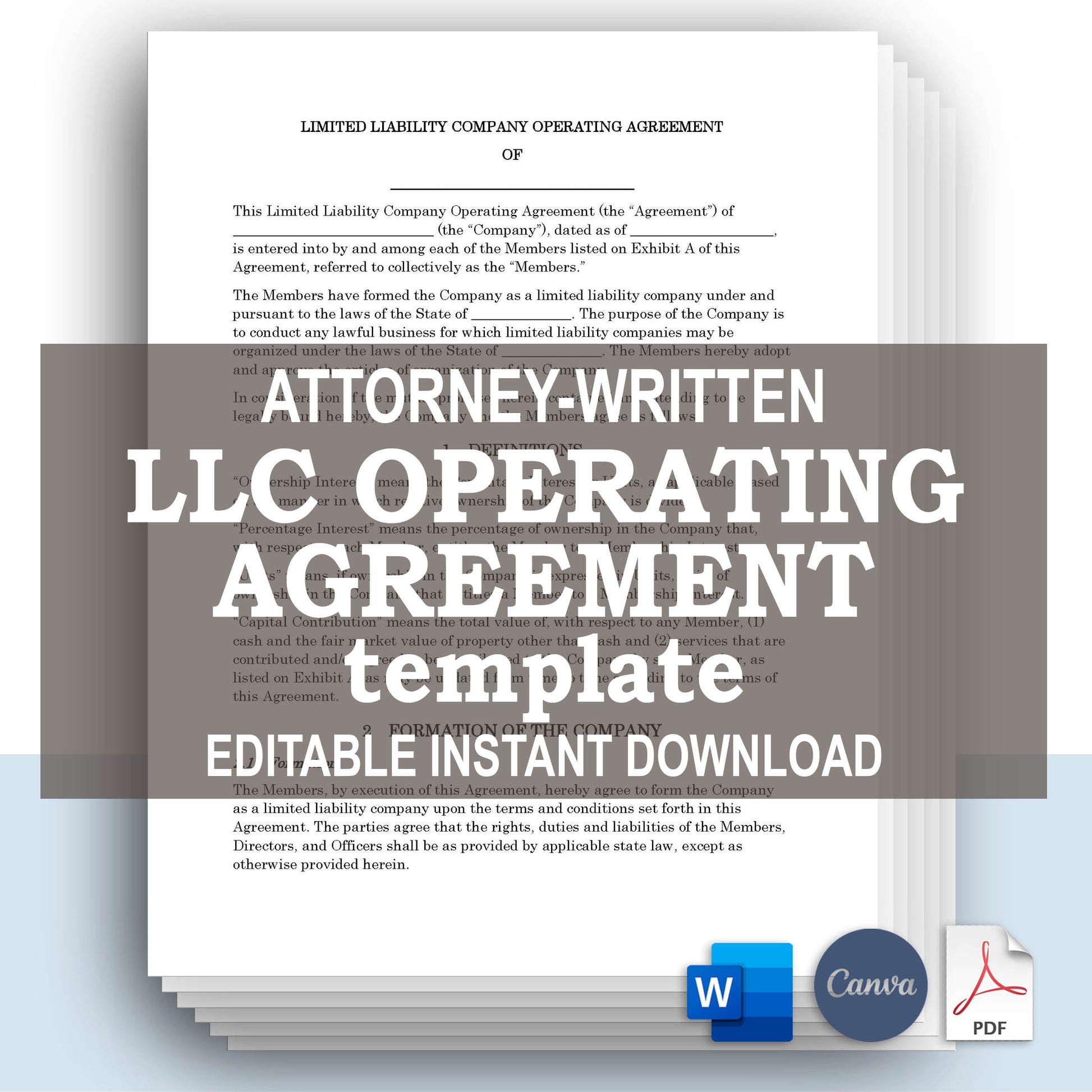 LLC Operating Agreement Template, Attorney-Written & Editable