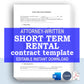 Short Term Rental Agreement Template, Attorney-Written & Editable Instant Download