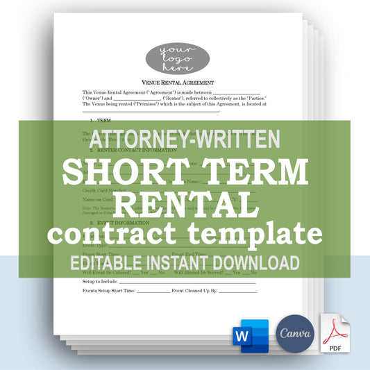 Venue Rental Contract Template, Attorney-Written & Editable Instant Download