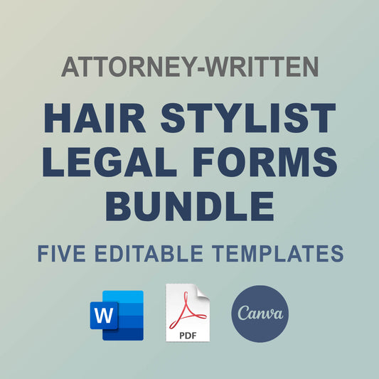 Hair Stylist Legal Forms Bundle, Attorney-Written Editable Instant Download