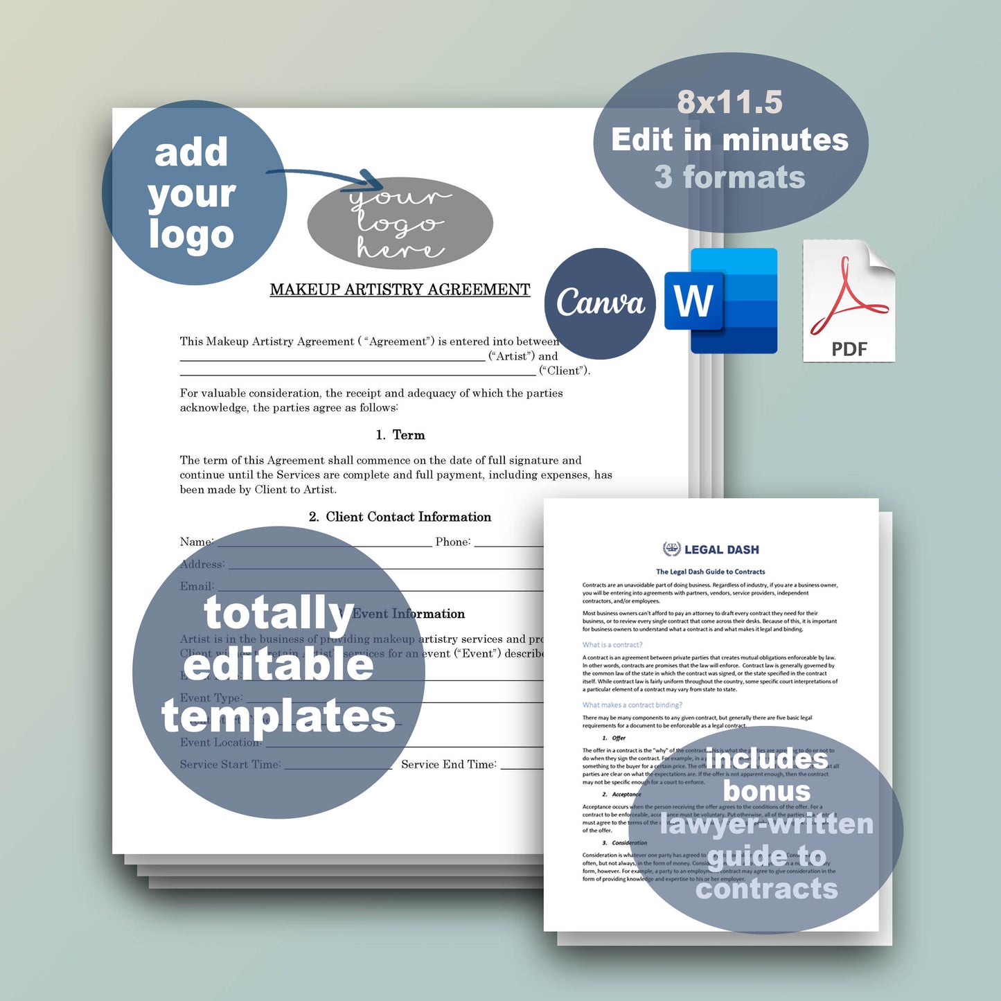 Hair Stylist Legal Forms Bundle, Attorney-Written Editable Instant Download