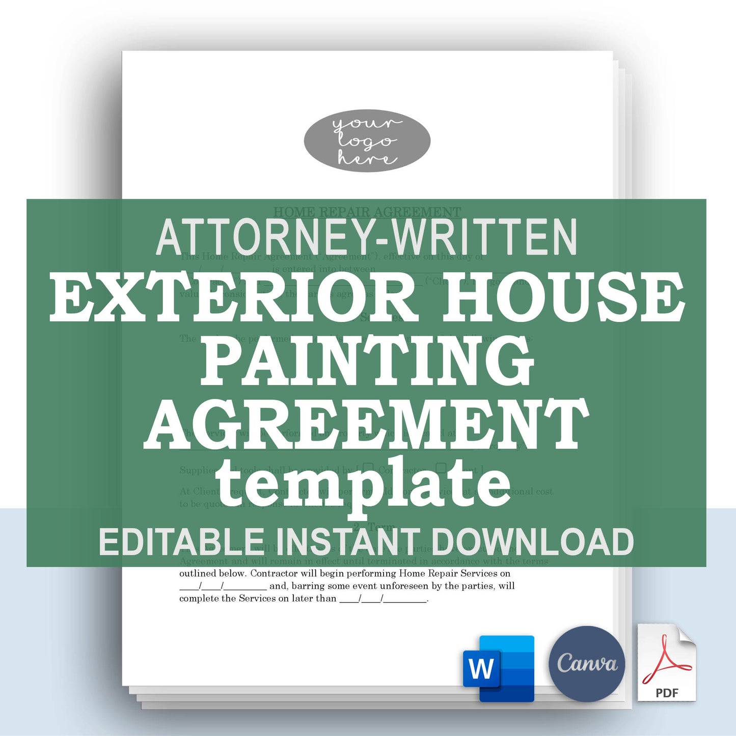 Exterior Home Painting Contract Template, Attorney-Written & Editable