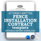 Fence Installation Contract, Attorney-Written Editable Instant Download