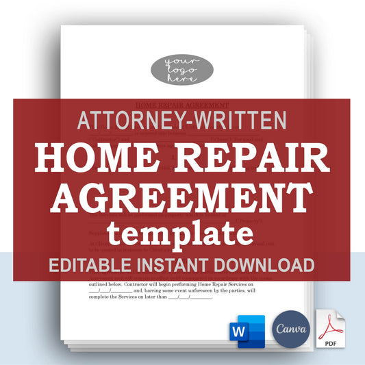 Home Repair Contract Template, Attorney-Written & Editable