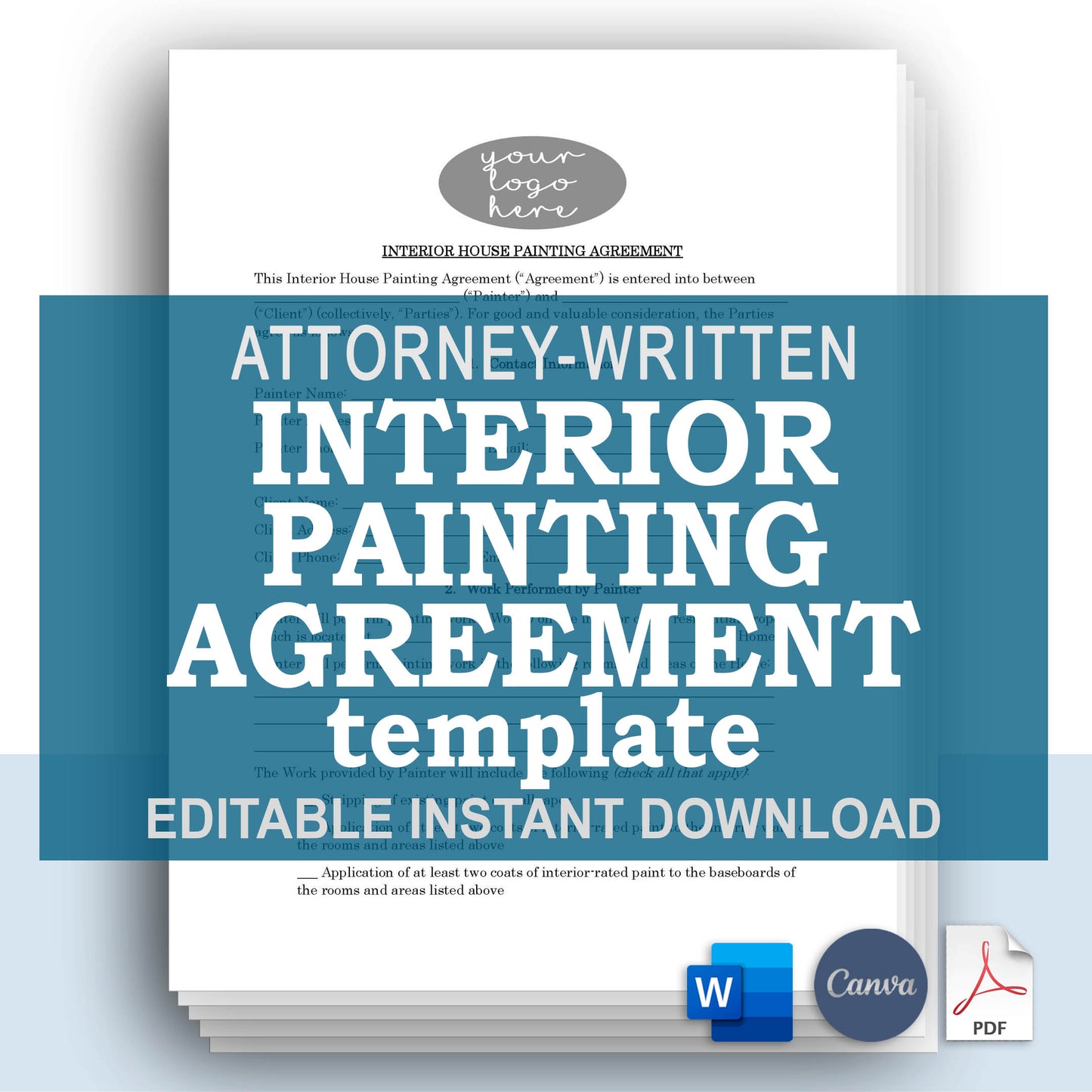 Interior Home Painting Contract Template, Attorney-Written & Editable