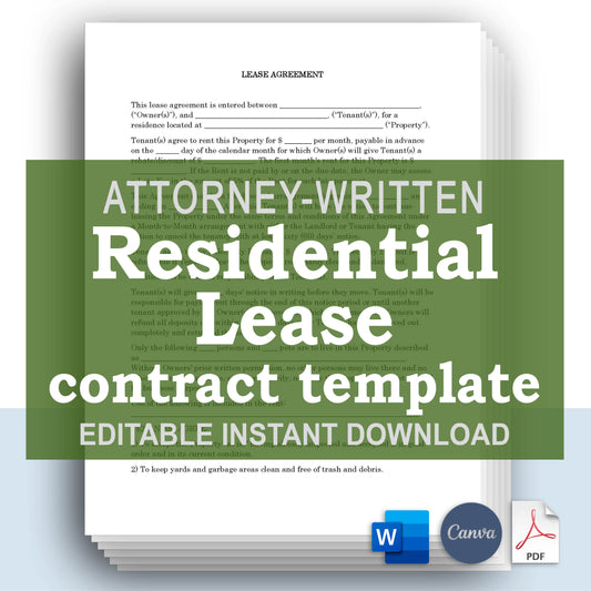 Residential Lease Agreement Template, Attorney-Written & Editable