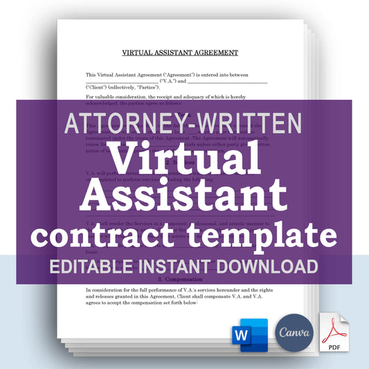 Virtual Assistant Contract Template, Attorney-Written & Editable