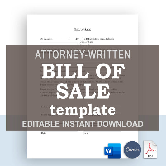 Bill of Sale Template, Attorney-Written & Editable