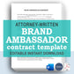 Brand Ambassador Contract Template, Attorney-Written & Editable Instant Download