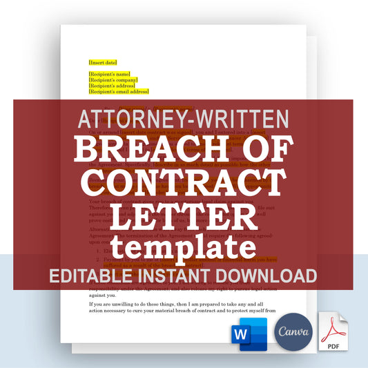 Breach of Contract Letter Template, Attorney-Written & Editable