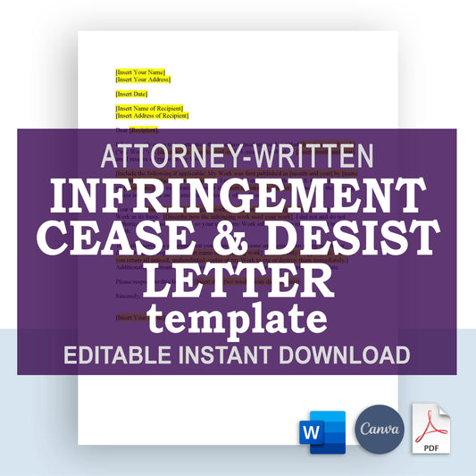 Cease and Desist Letter Template for Infringement, Attorney-Written & Editable