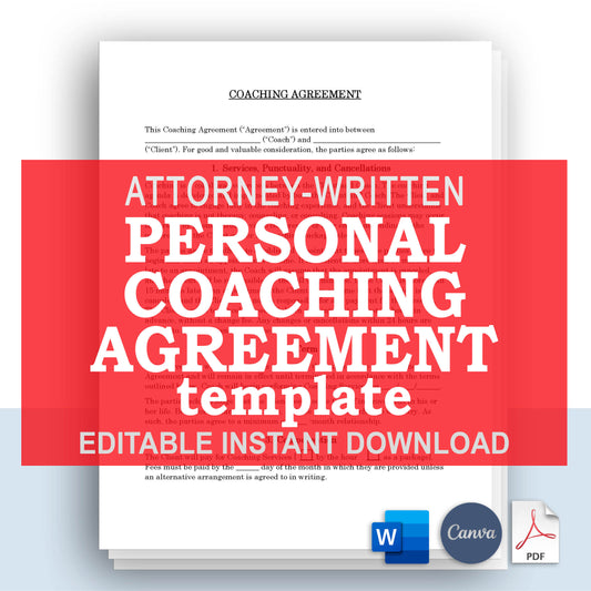 Personal Coaching Contract Template, Attorney-Written & Editable