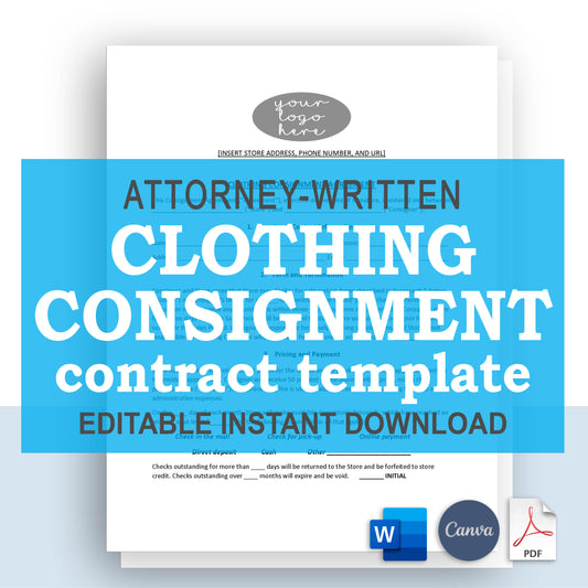 Consignment Shop Contract Template, Attorney-Written & Editable