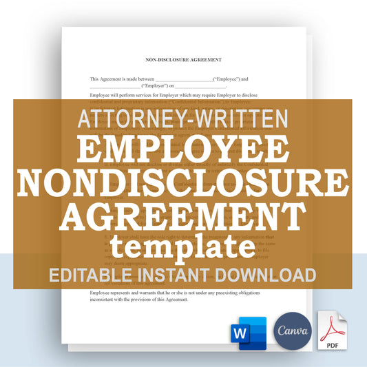 Employee Non-Disclosure Agreement, Attorney, Written & Editable