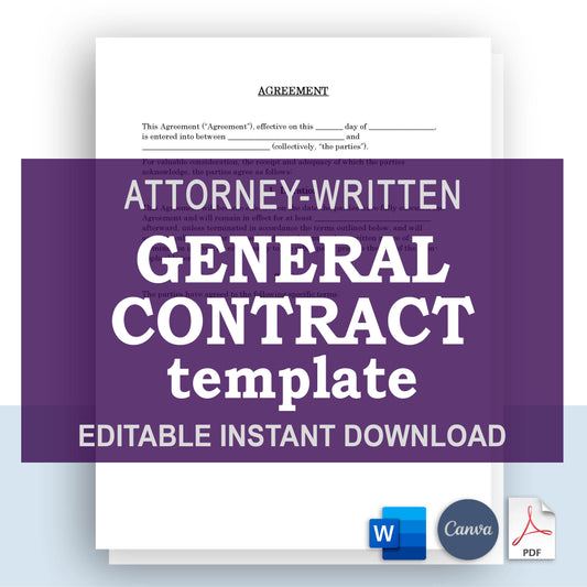 General Contract Template, Attorney-Written & Editable