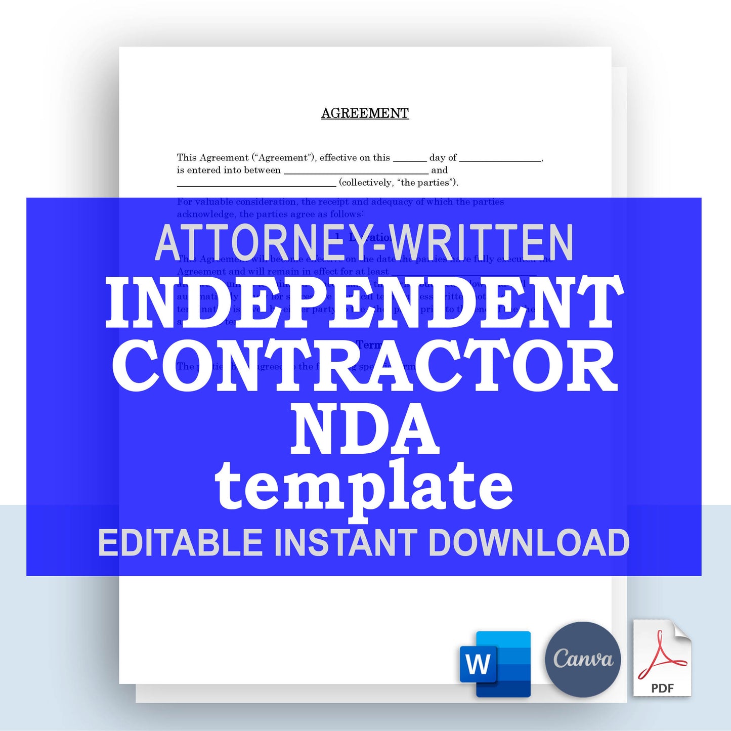 Independent Contractor Non-Disclosure Agreement Template, Attorney-Written & Editable