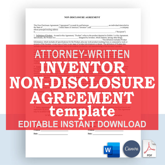 Product Invention Non-Disclosure Agreement Template, Attorney-Written & Editable
