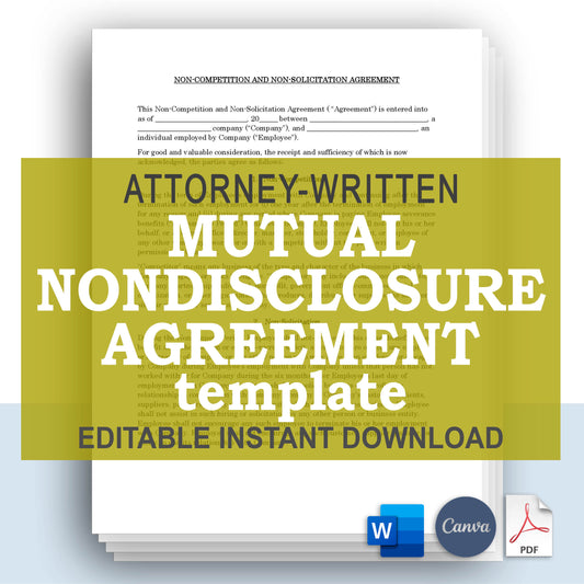 Mutual Non-Disclosure Agreement Template, Attorney-Written & Editable