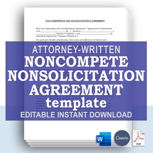 Non-Compete Non-Solicit Agreement Template, Attorney-Written & Editable