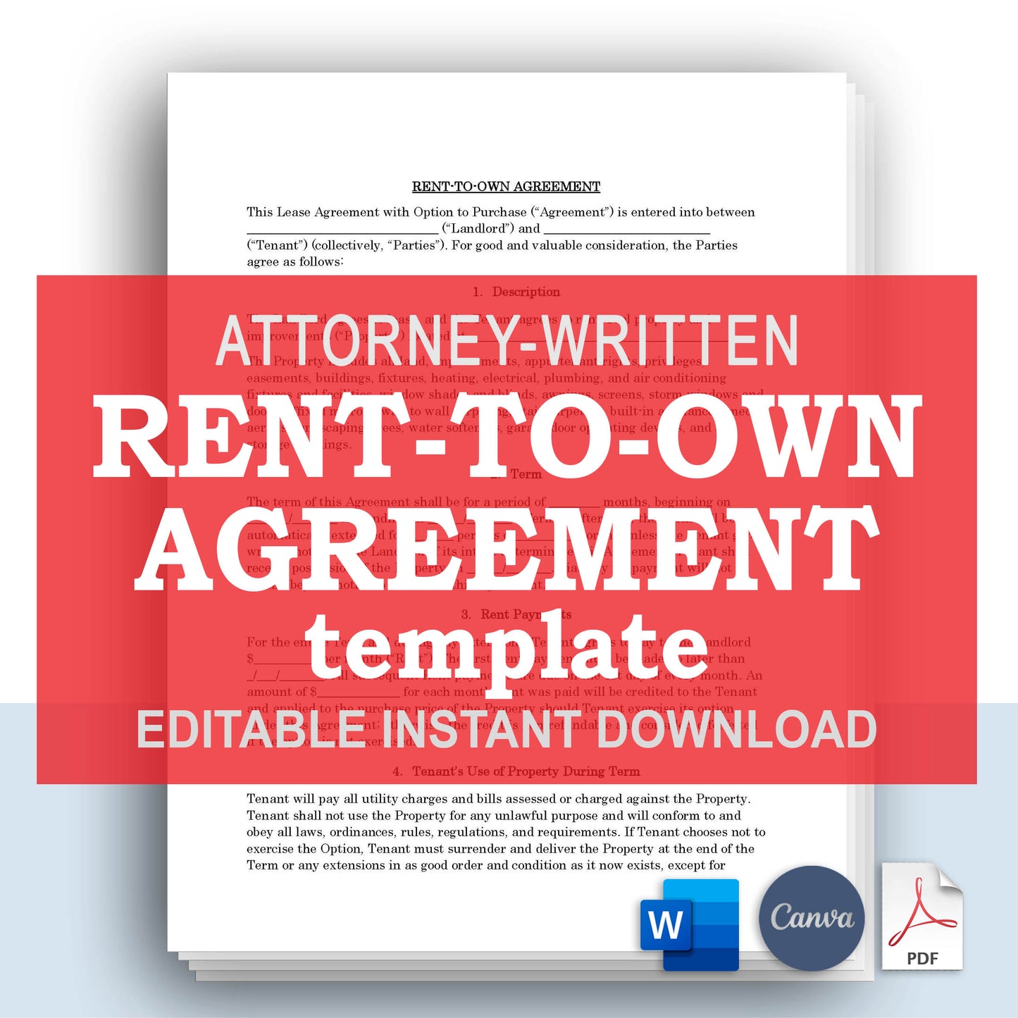 Rent-to-Own Contract Template, Attorney-Written & Editable