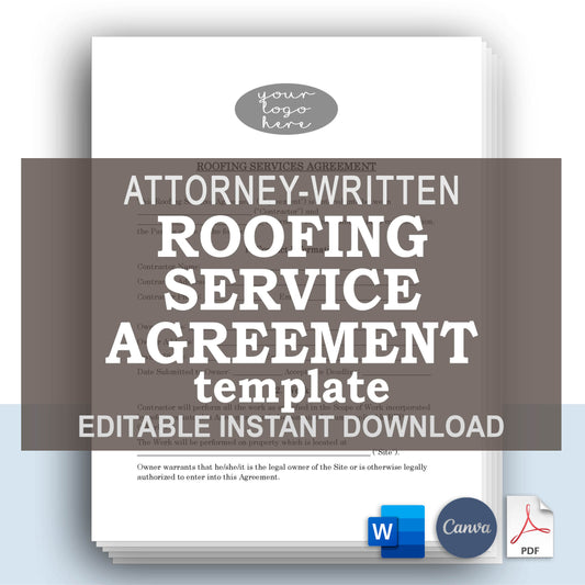 Roofing Service Contract Template, Attorney-Written & Editable