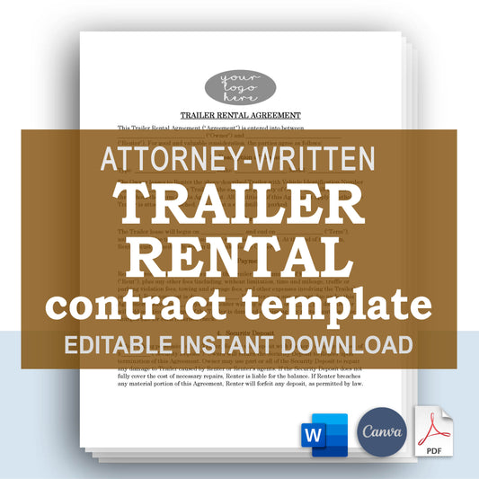 Trailer Rental Contract Template, Attorney-Written & Editable