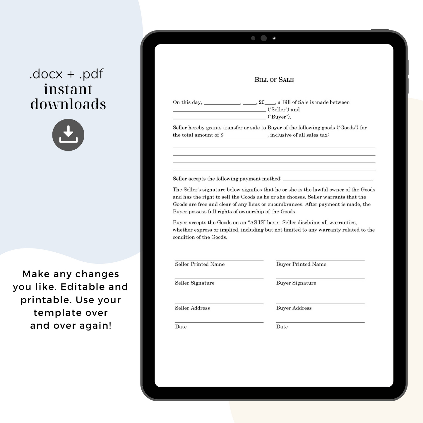 Bill of Sale Template, Attorney-Written & Editable