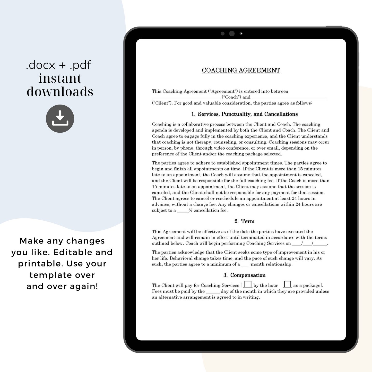 Personal Coaching Contract Template, Attorney-Written & Editable