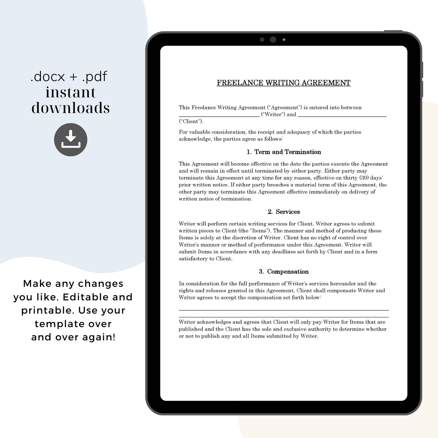 Freelancer Agreement Template, Attorney-Written & Editable