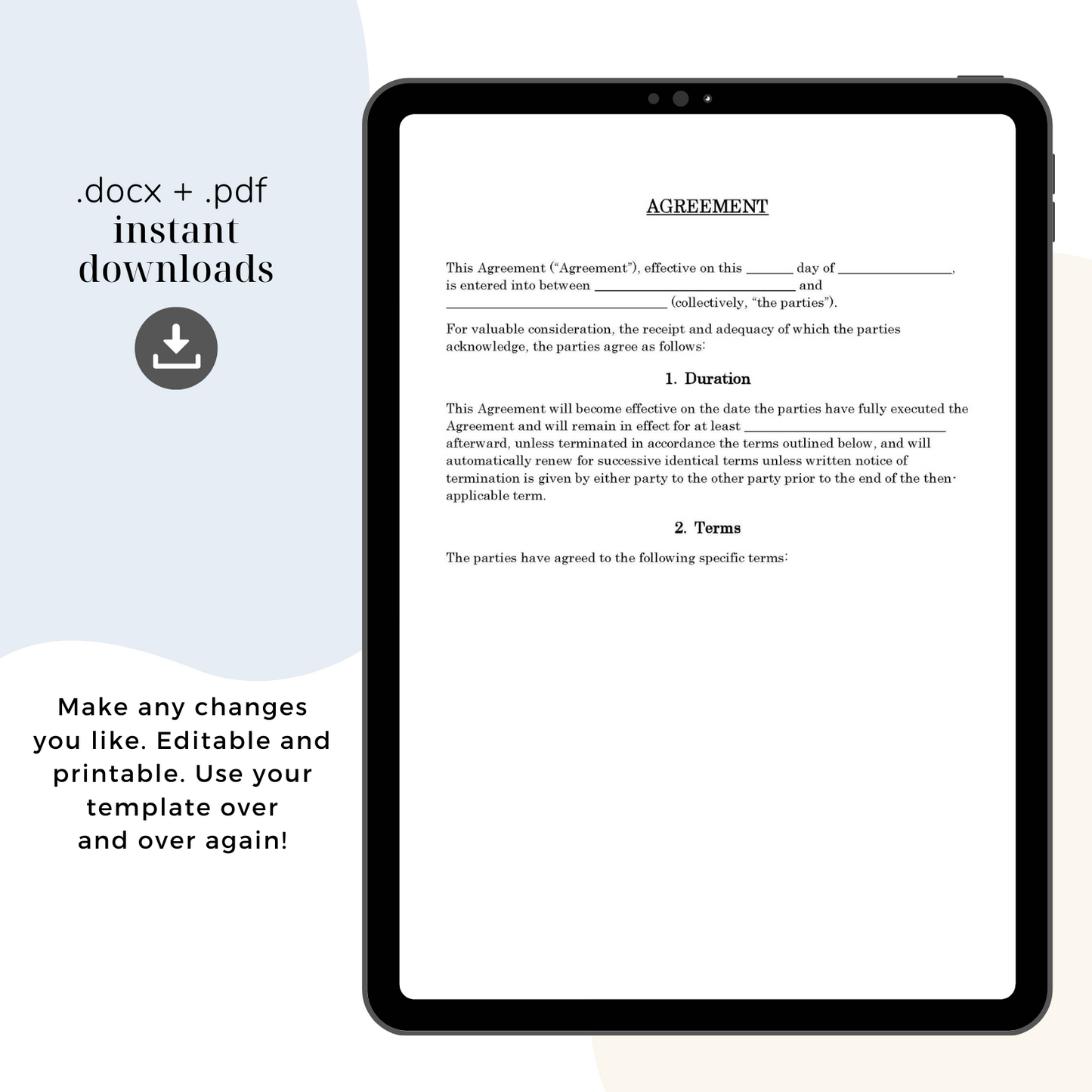 General Contract Template, Attorney-Written & Editable