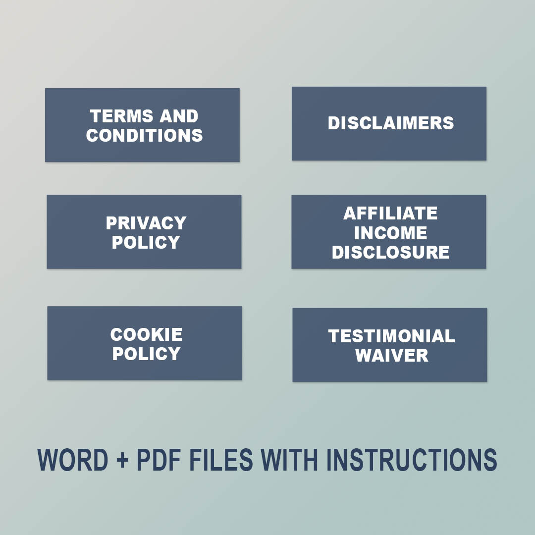 Website Legal Language Bundle, Website Disclaimers, Terms and Conditions, Privacy Policy, , Attorney-Written & Editable Instant Download