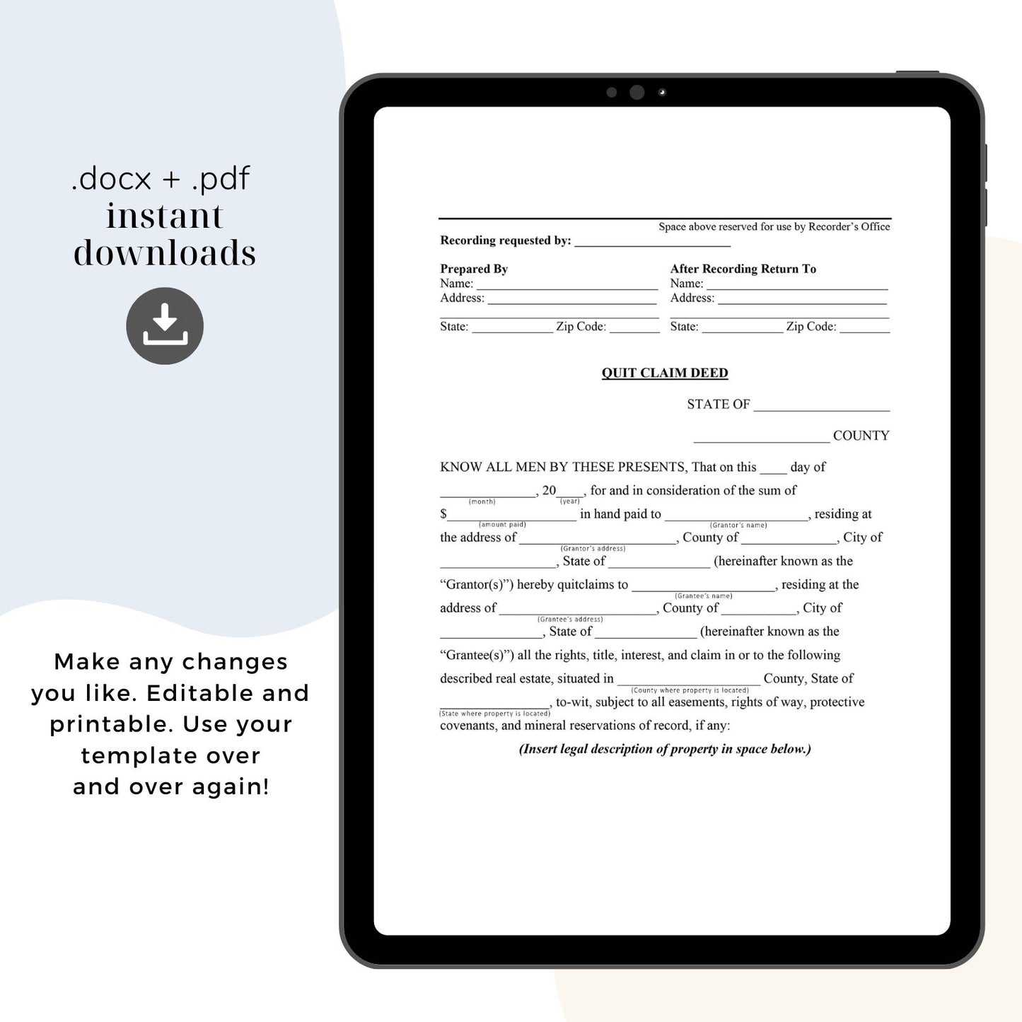 Quitclaim Deed Template, Attorney-Written & Editable