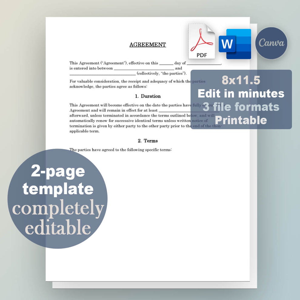 General Contract Template, Attorney-Written & Editable – Legal Dash Forms