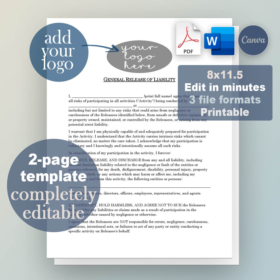 Liability Release Form, Attorney-Written & Editable