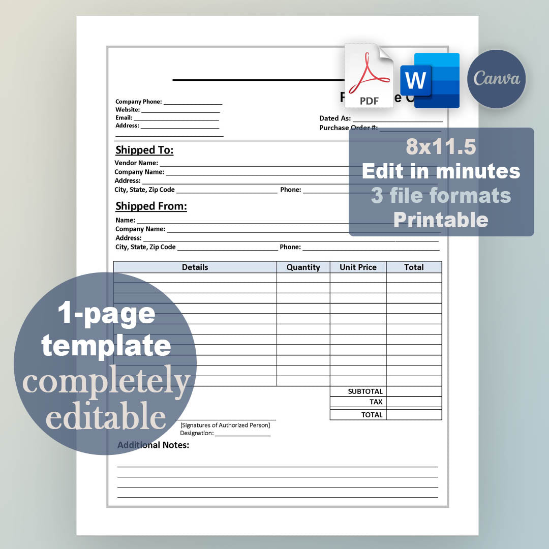 Purchase Order Template, Attorney-Written & Editable